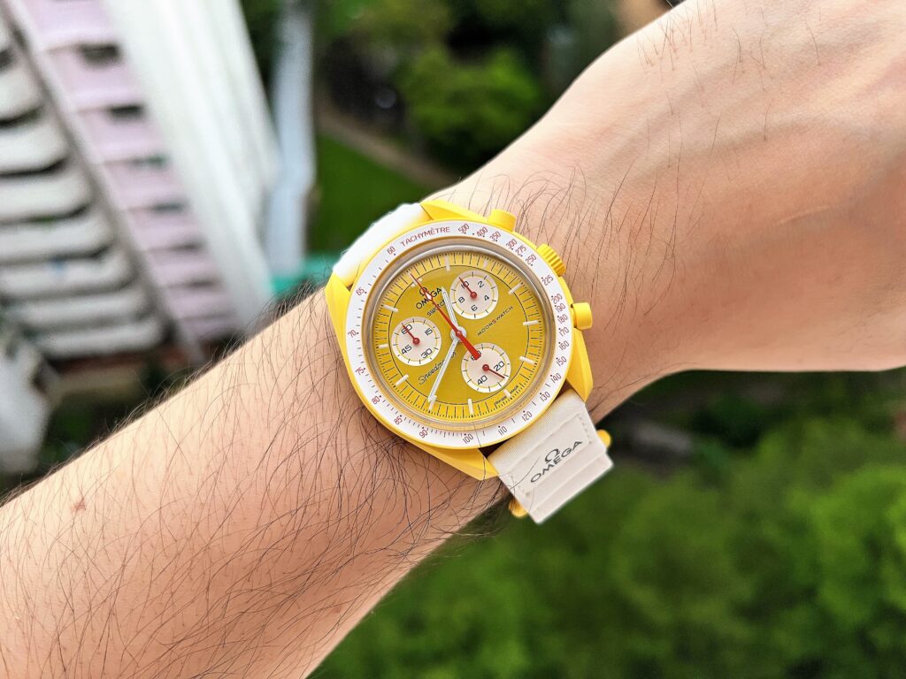 Swatch x Omega Bioceramic Lunar Watch Mission to the Sun Yellow Dial